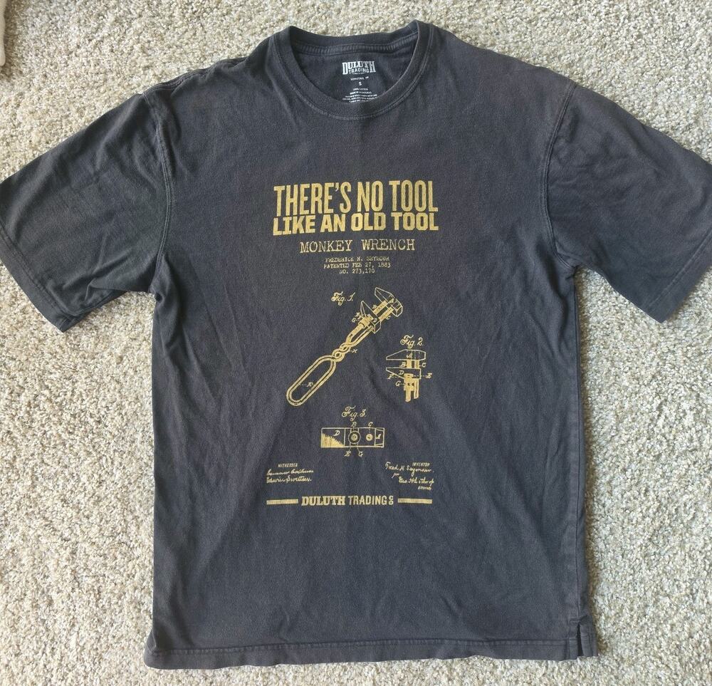 Duluth Trading Co. Shirt Mens Small, S, Black - Monkey Wrench Graphic Logo